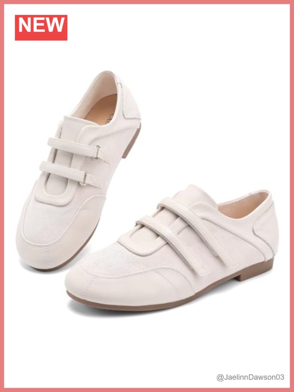 Women's Leather Mary Jane Sneakers - Memory Foam Flats Hook & Loop Walking Shoes